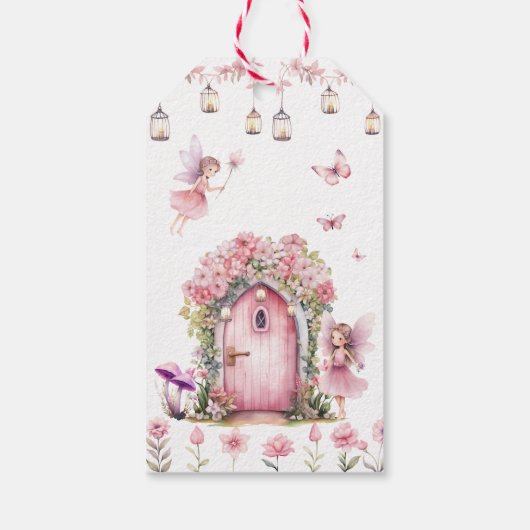 Floral Elegant Fairy Garden Baby shower dank u Cadeaulabel (Achterkant)