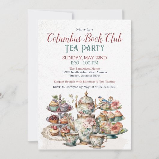 Floral Elegant Fancy Tea Party Uitnodiging (Voorkant)