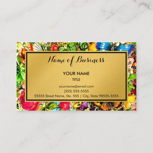  Floral Elegant Faux Gold Event Planner Visitekaartje (Achterkant)