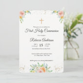 Floral elegant First Community Religious Event Kaart (Staand voorkant)