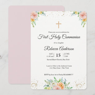 Floral elegant First Community Religious Event Kaart