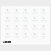 Floral Elegant  Frans Rozen Blauw Bruiloft Ronde Sticker (Vel)