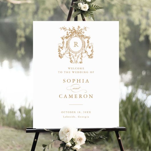 Floral Elegant Frans Rozen Crest Welkomstbord Poster