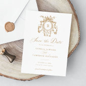 Floral Elegant Frans Rozen Gold Crest Opslagdatum Kaart