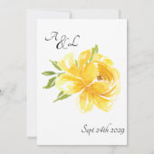 Floral, Elegant Geel en Oranje Roos Weddenschap Kaart (Achterkant)