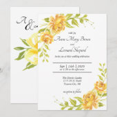 Floral, Elegant Geel en Oranje Roos Weddenschap Kaart (Voorkant / Achterkant)