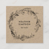 Floral Elegant Girly Kraft Vierkante Visitekaartje (Voorkant)