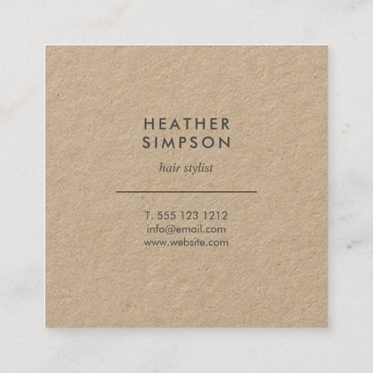 Floral Elegant Girly Kraft Vierkante Visitekaartje (Achterkant)