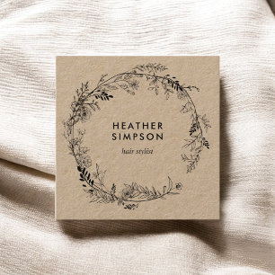 Floral Elegant Girly Kraft Vierkante Visitekaartje