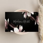 Floral Elegant Girly Professional Zwart & Paarse Visitekaartje