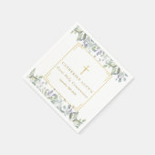 Floral Elegant Gold Cross First Heilige Communie Servet (Hoek)