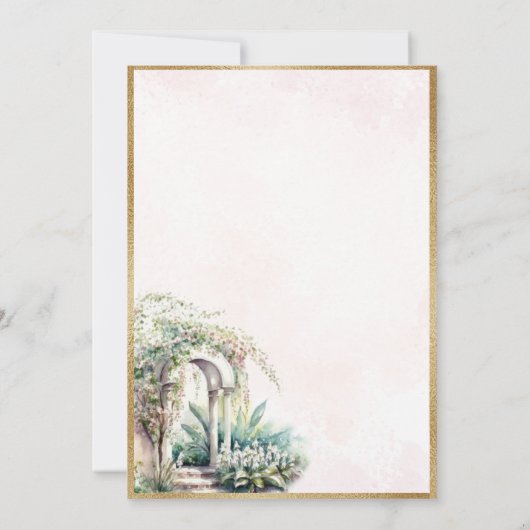 Floral Elegant Gold Garden Greenery Wedding Kaart (Achterkant)