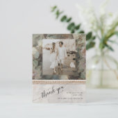 Floral Elegant Gold Gilded Classic Wedding Photo Bedankkaart (Staand voorkant)