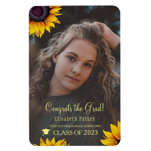 Floral elegant goudscript afstudeerder foto afstud magneet