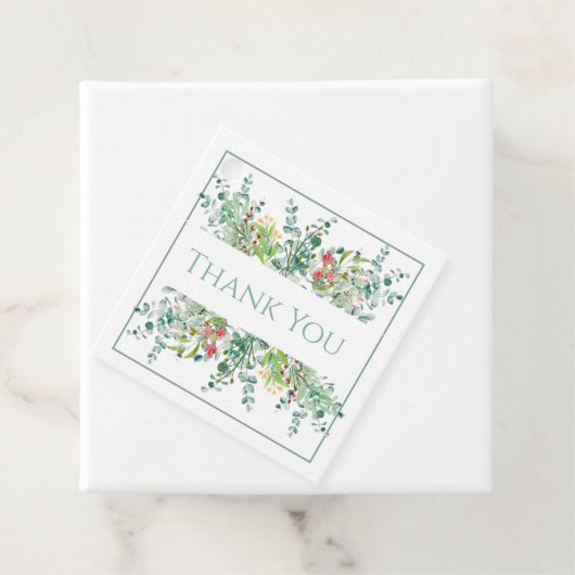 Floral Elegant Greenery Waterverf Hartelijk dank Bedankjes Labels (In situ)