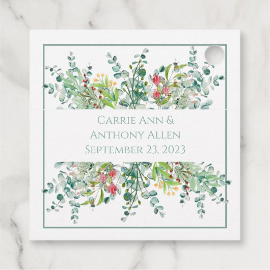 Floral Elegant Greenery Waterverf Hartelijk dank Bedankjes Labels (Achterkant)