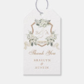 Floral Elegant groen crest bruiloft dank u Cadeaulabel (Voorkant)