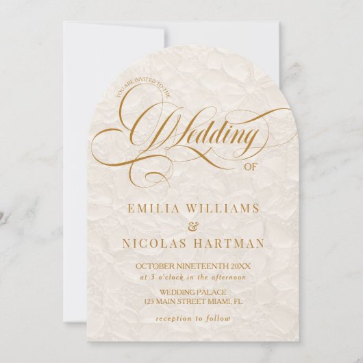 Floral Elegant Ivoor Alles in één bruiloft Kaart (Voorkant)