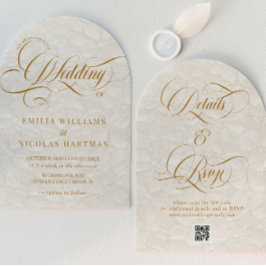 Floral Elegant Ivoor Alles in één bruiloft Kaart