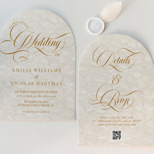 Floral Elegant Ivoor Alles in één bruiloft Kaart