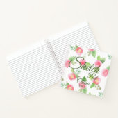 Floral Elegant Jouw naam Script Roze Roses Schets Notitieboek (Binnen)
