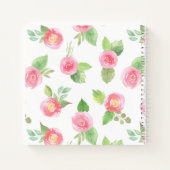 Floral Elegant Jouw naam Script Roze Roses Schets Notitieboek (Achterkant)