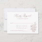 Floral Elegant Kalligrafie Script Dusty Rozen RSVP Kaart (Voorkant)