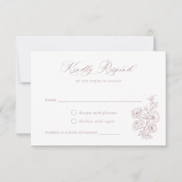 Floral Elegant Kalligrafie Script Dusty Rozen RSVP Kaart