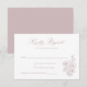 Floral Elegant Kalligrafie Script Dusty Rozen RSVP Kaart (Voorkant / Achterkant)