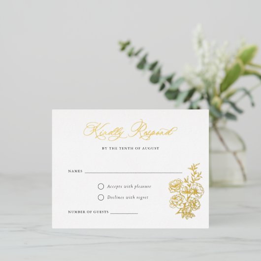 Floral Elegant Kalligrafie Script Rozen RSVP Kaart (Staand Voorkant)