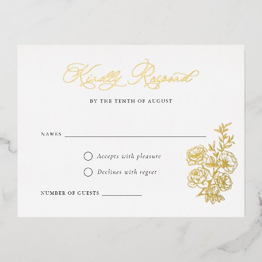 Floral Elegant Kalligrafie Script Rozen RSVP Kaart (Voorkant)