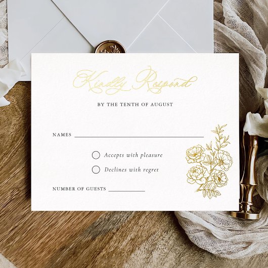 Floral Elegant Kalligrafie Script Rozen RSVP Kaart
