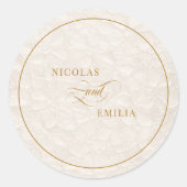 Floral Elegant Kalligrafie Trouwen Ronde Sticker (Voorkant)
