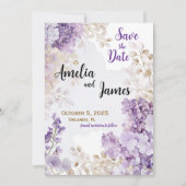 Floral Elegant Lavendel Wedding Save the Date Kaart (Voorkant)