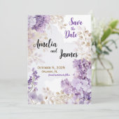 Floral Elegant Lavendel Wedding Save the Date Kaart (Staand voorkant)