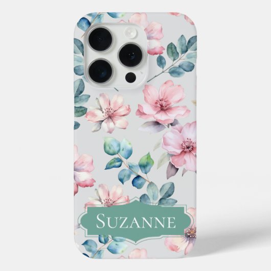 Floral Elegant Lichtgrijze iPhone / iPad case (Achterkant)