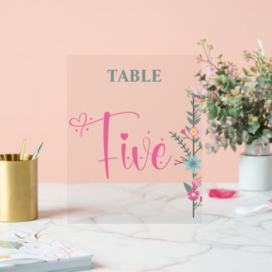 Floral Elegant Liefde Trouwtafel Nummer 2 Acryl Bord (Huwelijk)