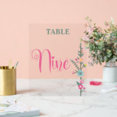 Floral Elegant Liefde Trouwtafel Nummer 9 Acryl Bord (Huwelijk)