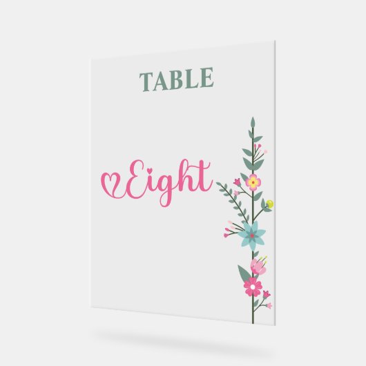 Floral Elegant Liefde Trouwtafel Nummer ACHT Acryl Bord (Hoek)