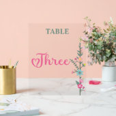 Floral Elegant Liefde Trouwtafel Nummer Drie Acryl Bord (Huwelijk)