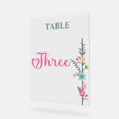 Floral Elegant Liefde Trouwtafel Nummer Drie Acryl Bord (Hoek)