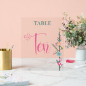 Floral Elegant Liefde Trouwtafel Nummer TIEN Acryl Bord (Huwelijk)
