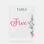 Floral Elegant Liefde Trouwtafel Nummer VIJF Acryl Bord (Voorkant)