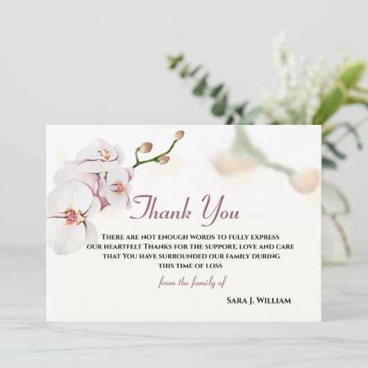 Floral Elegant Light Grey Bedankkaart (Staand voorkant)