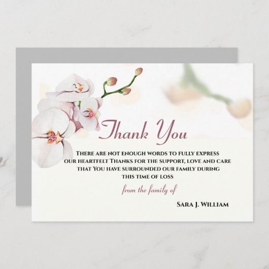 Floral Elegant Light Grey Bedankkaart (Voorkant / Achterkant)
