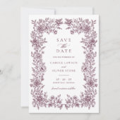 Floral Elegant Lijst Bruiloft Save the Date Kaart (Voorkant)
