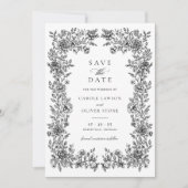 Floral Elegant  Lijst Bruiloft Save the Date Kaart (Voorkant)