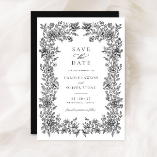 Floral Elegant Lijst Bruiloft Save the Date Kaart