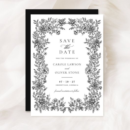 Floral Elegant  Lijst Bruiloft Save the Date Kaart