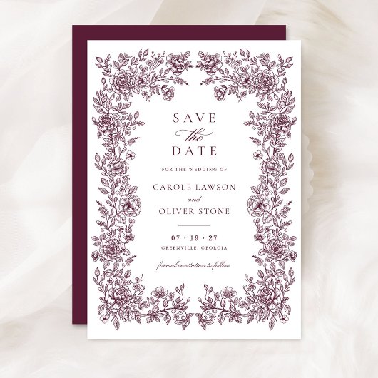 Floral Elegant Lijst Bruiloft Save the Date Kaart